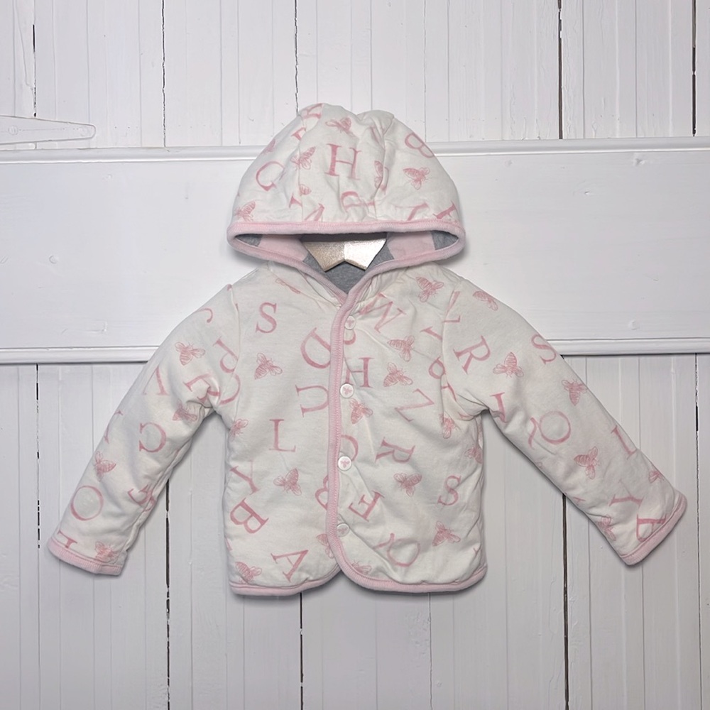 BURTS BEES EUC 100% Organic Cotton A-Bee-C Super Soft Thick Reversible Jacket